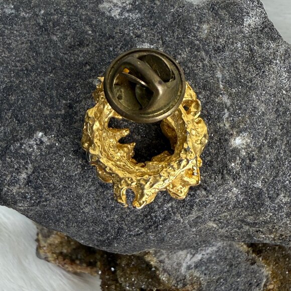 Vintage Gold Tone Flower Rose Wreath Brooch 1" X 1" - Picture 4 of 5